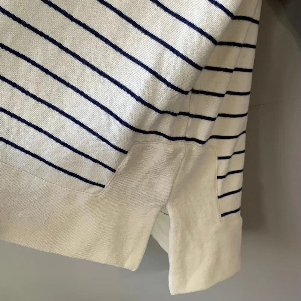 J. Crew‎ University Terry v-neck polo shirt in navy/winter white. Size XL